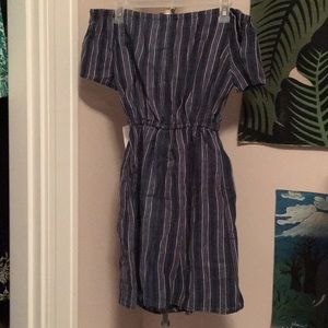 denim off the shoulder dress